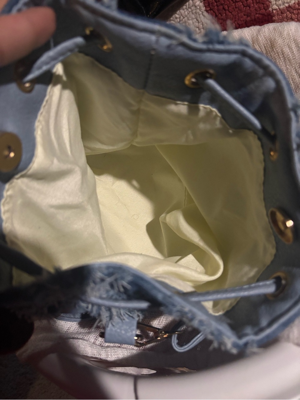 Light Blue Drawstring Bucket Bag